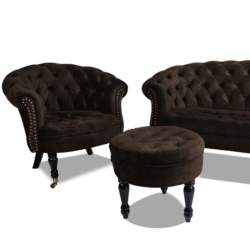 Фотьойл Честърфийлд Людовик, винтидж кафяв